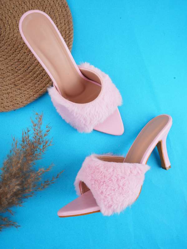 Fur sale sandals heels