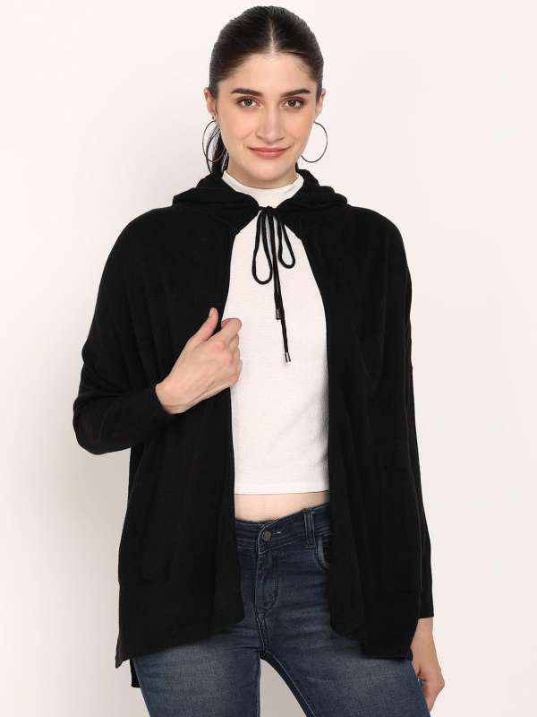 Black woolen shrug discount