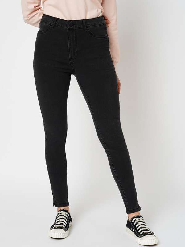 Buy ONLY Women Solid Black Jeans online