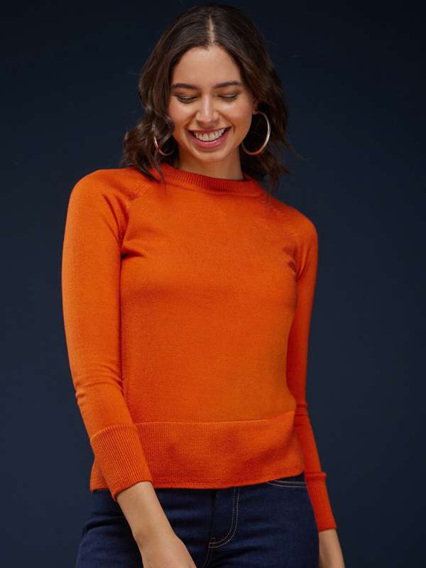 Orange top sweater women
