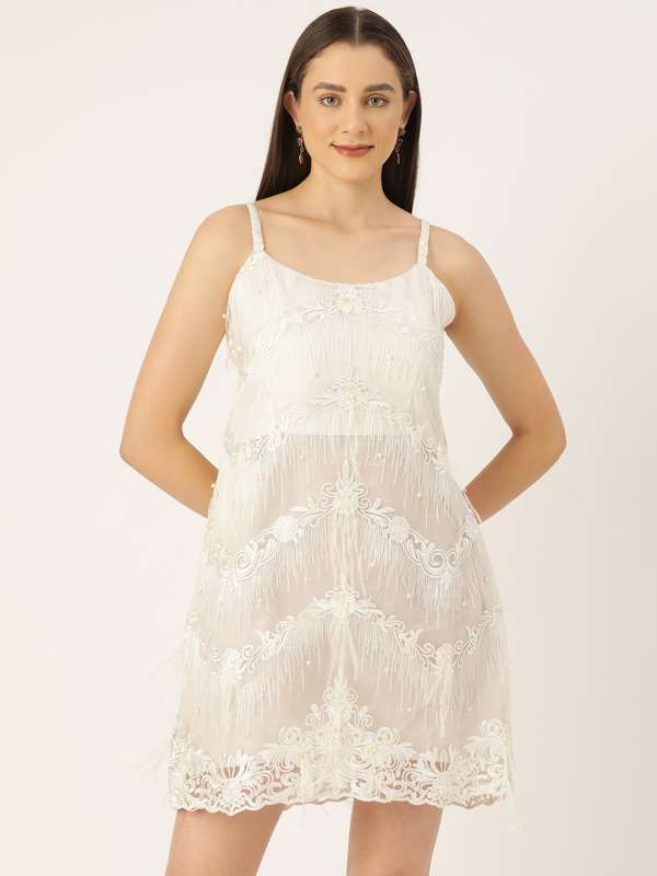 White embroidered bodycon dress cheap