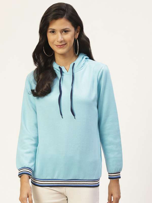 Aqua Blue Solid Hoodie 4032155.htm Myntra