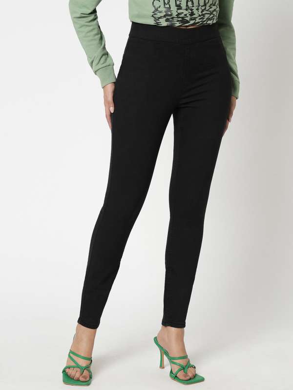 Buy Women's Lee Cooper Solid Denim Jeggings with Elasticated Waistband  Online