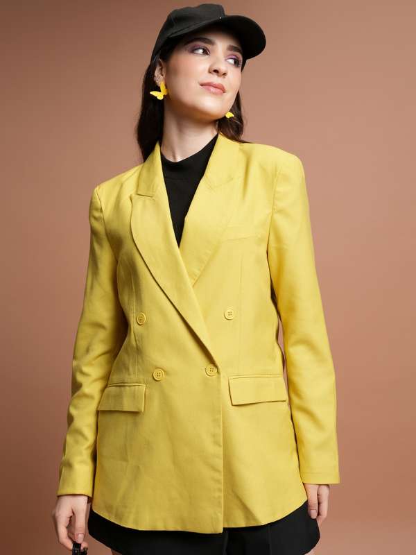 Yellow colour blazer discount