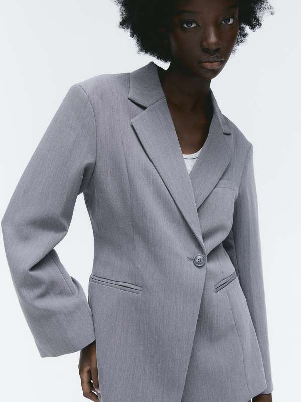Grey blazer online top