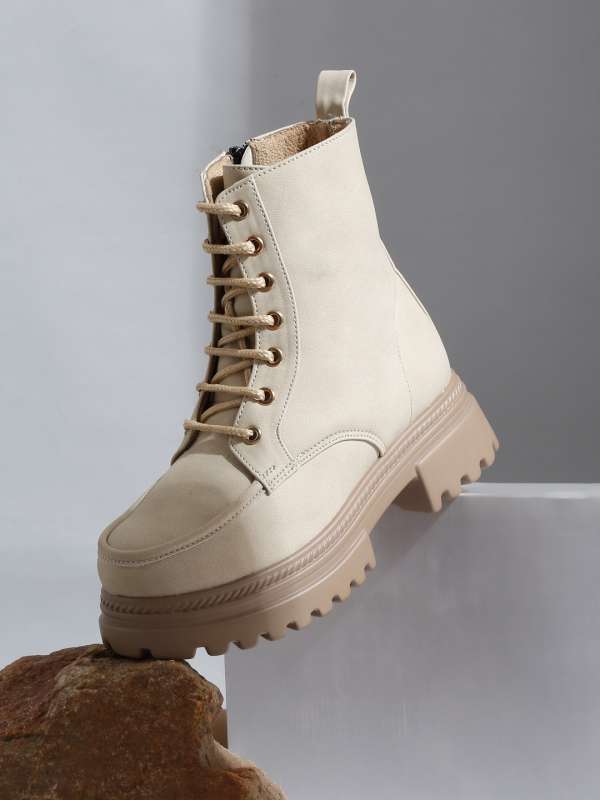 Cream colour boots hot sale