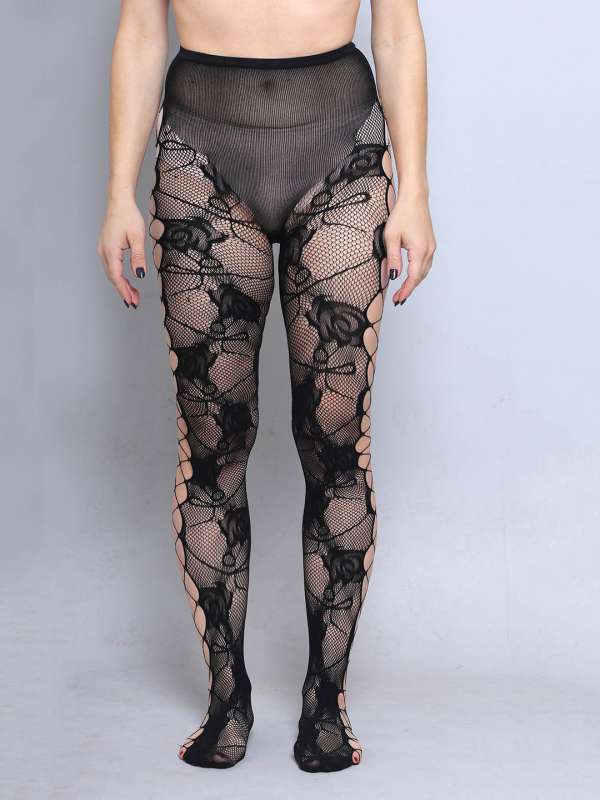 Buy ZeroKaata Stretchable Black Net Stockings For Women