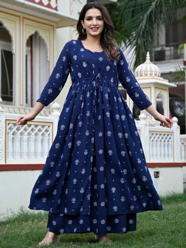 Long anarkali kurta with shrug top