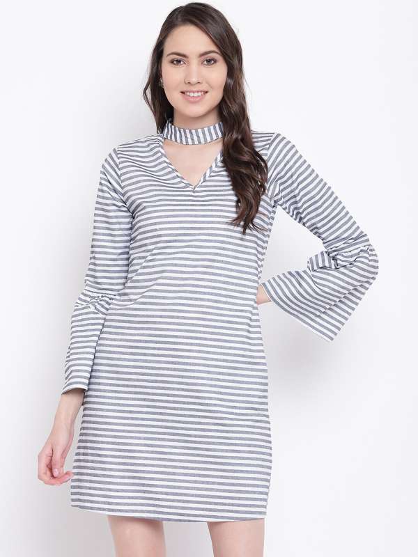 Striped top dress myntra