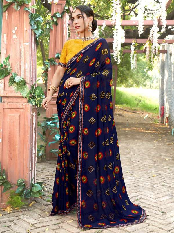 Navy Blue Saree Buy Trendy Navy Blue Saree Online in India Myntra