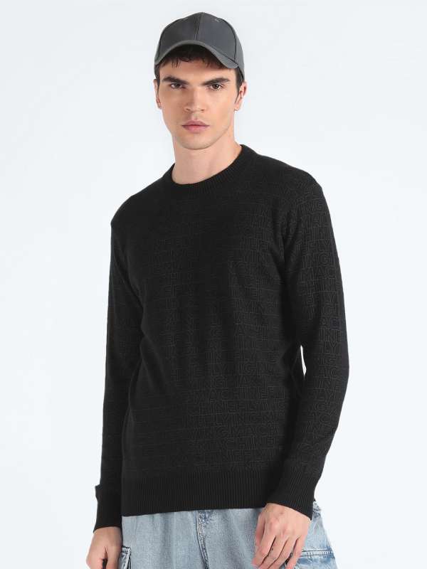 Black cotton pullover sweater online