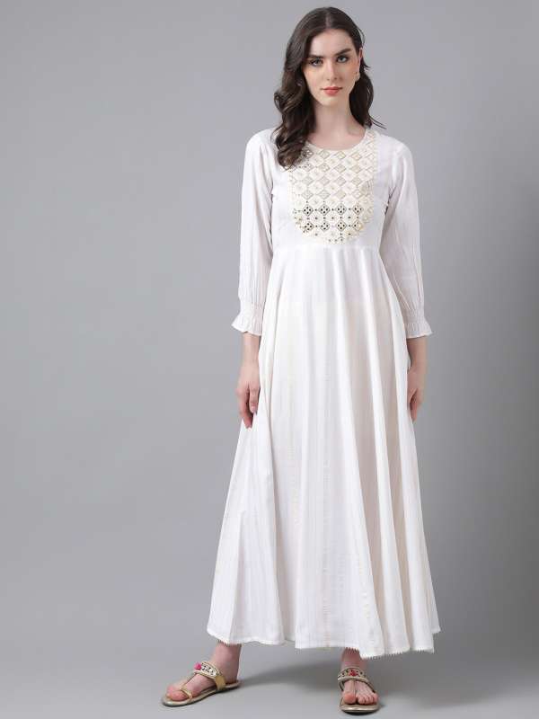 Myntra store white anarkali