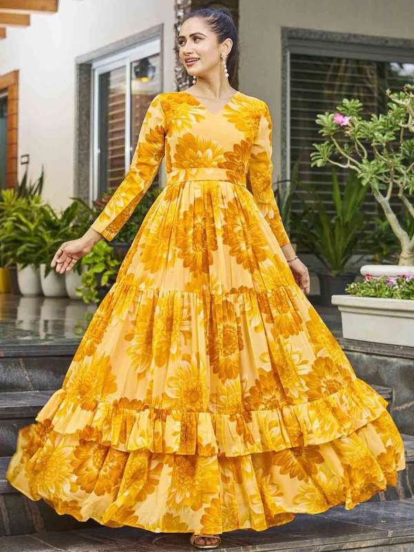 Mustard yellow colour dress store