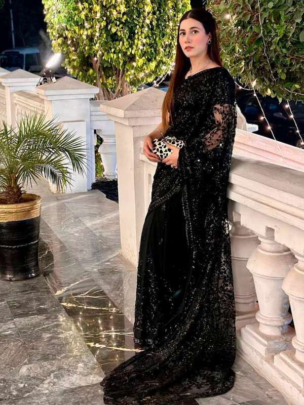 Georgette 2025 black saree