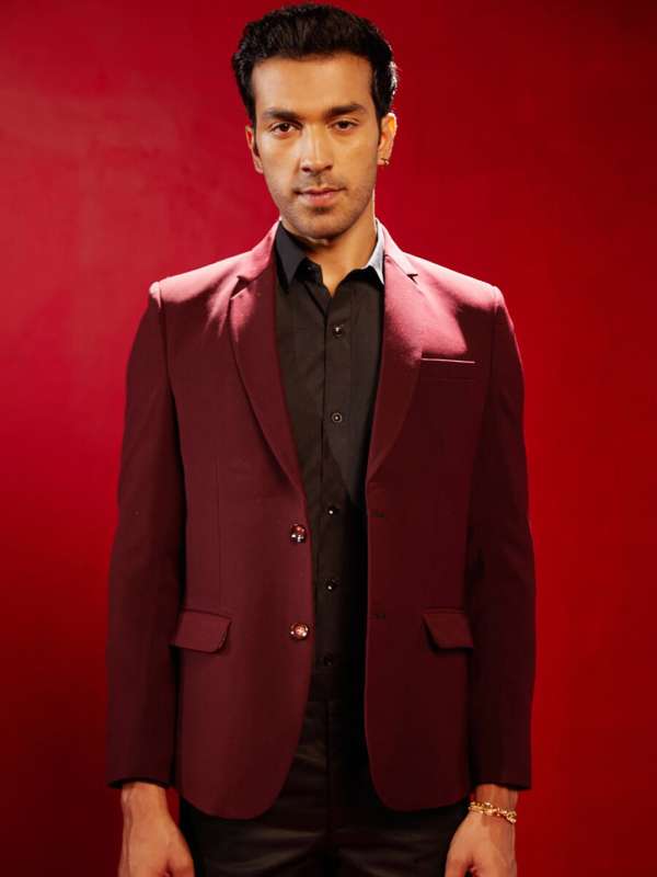 Maroon Casual Blazer Buy Maroon Casual Blazer online in India