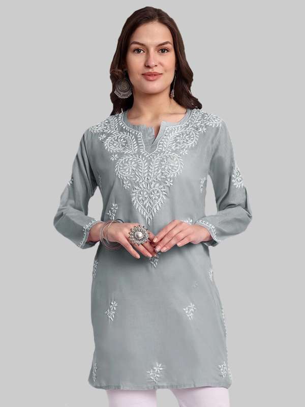 Grey online kurti online