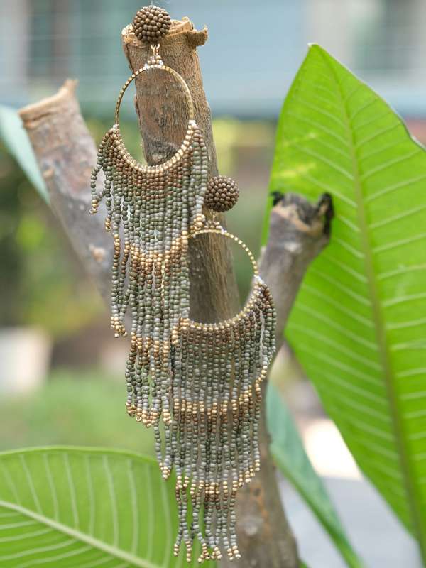 Steel Grey Earrings Buy Steel Grey Earrings online in India