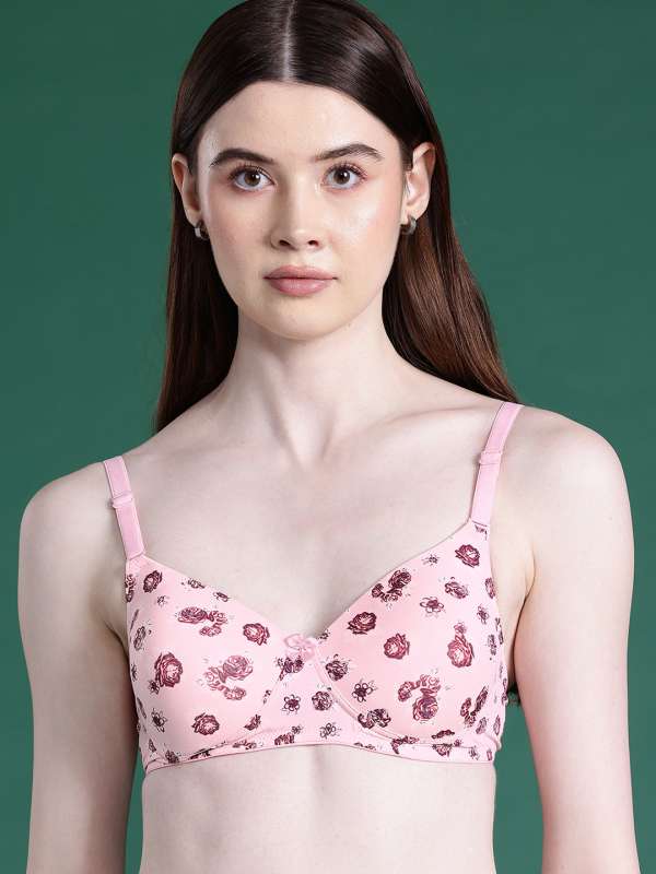 Dressberry Pink Printed Non Wired Lightly Padded Everyday Bra