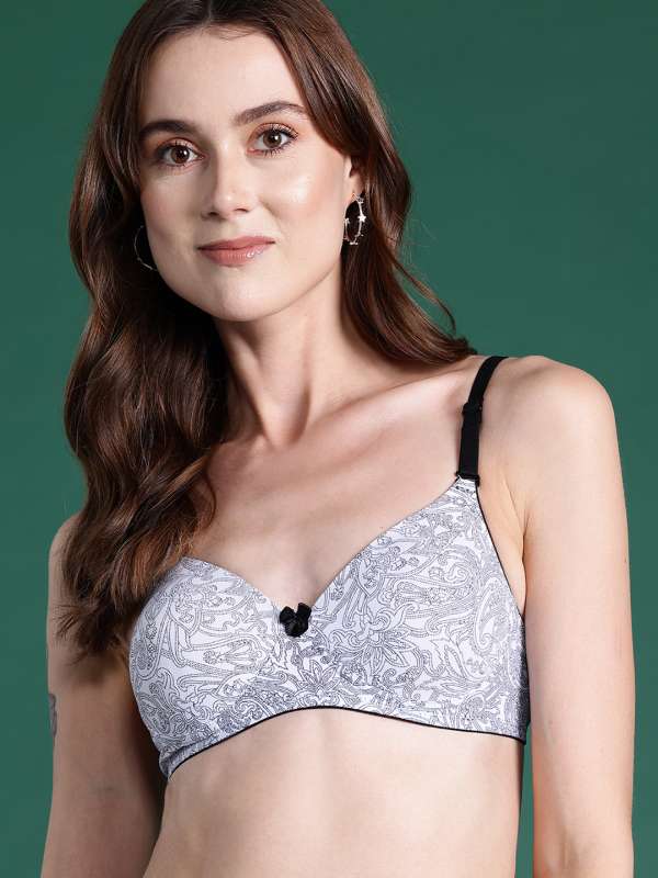 Dressberry Black Printed Non Wired Lightly Padded T Shirt Bra