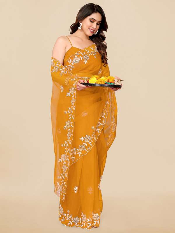 Myntra yellow saree discount