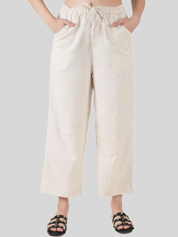 Buy PROYOG Straight Leg Cropped Womens Pant Linen