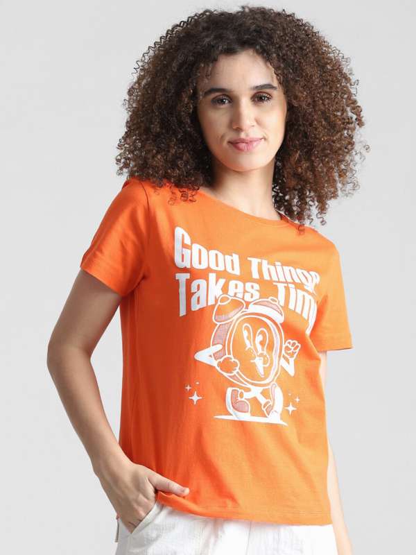 Buy Sinsay women graphic print t shirt maroon Online