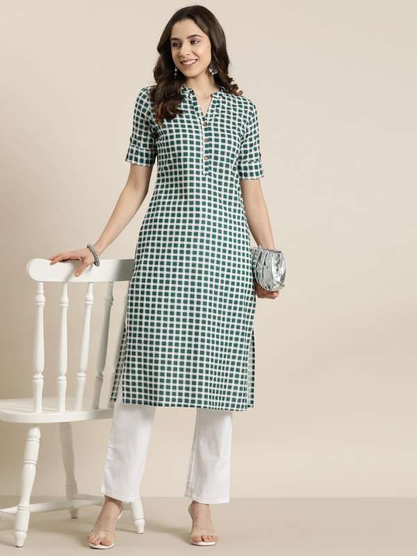 Checkered cotton cheap kurtis