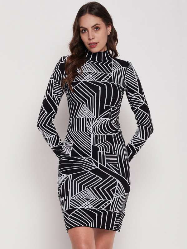 Embroidered bodycon dress clearance