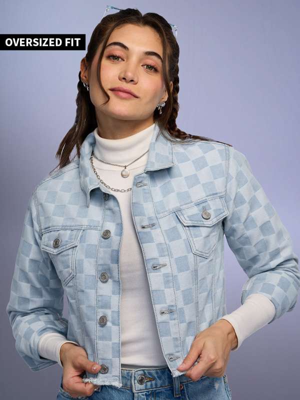 Checked hotsell denim jacket