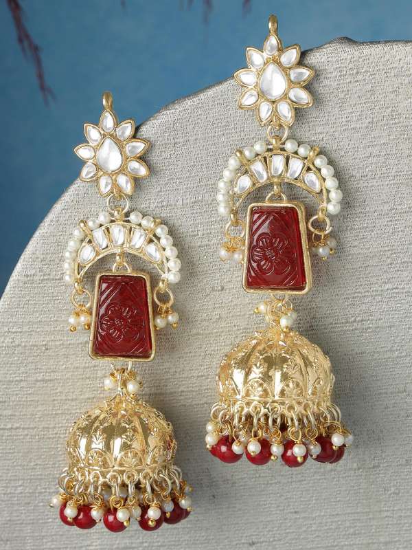 Red jhumkas deals online