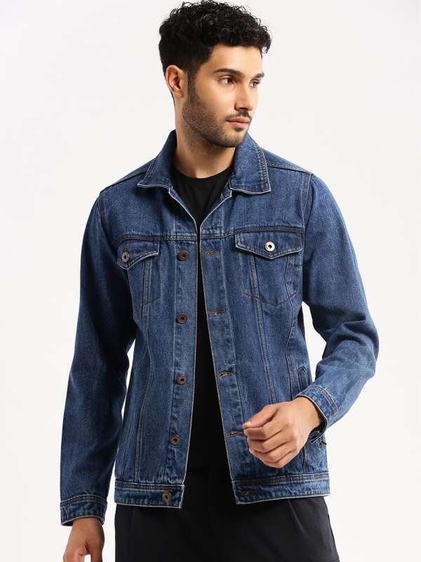 Navy blue denim jacket store