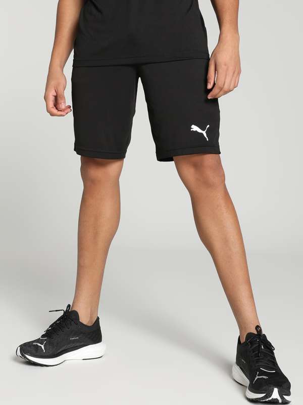 Puma Shorts Mens Small Black White Logo Sweat Pants Athletic Outdoors Gym  Casual