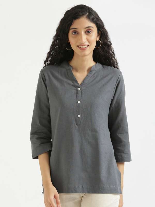Grey Solid Kurtis Buy Grey Solid Kurtis online in India