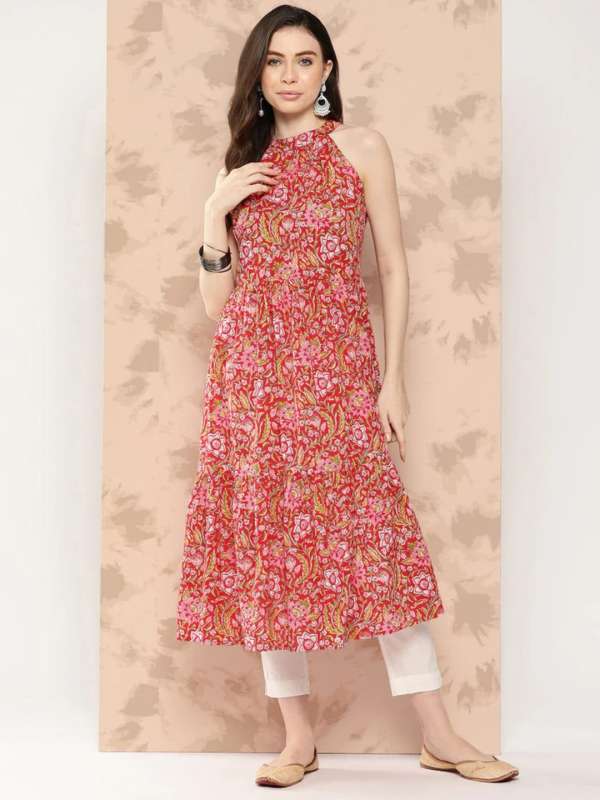 Halter neck outlet kurti designs