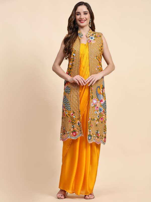 Saree with jacket online outlet shopping