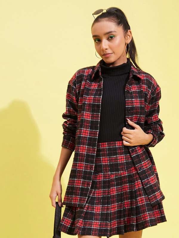 Red and black check shirt for girl online hotsell