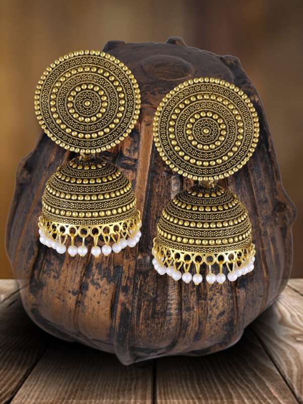 Gold Metal Jhumkas Buy Gold Metal Jhumkas online in India