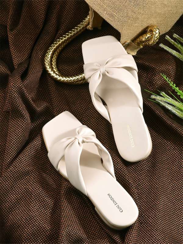 White slide 2025 sandals with heels