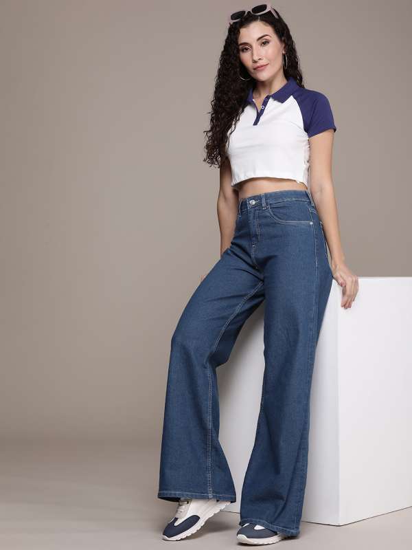 Regular Bottom Ladies Blue Wide Leg Denim Jeans, Waist Size: 32 at Rs  250/piece in Mumbai