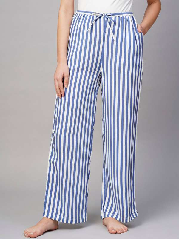 Womens blue striped new arrivals pyjamas