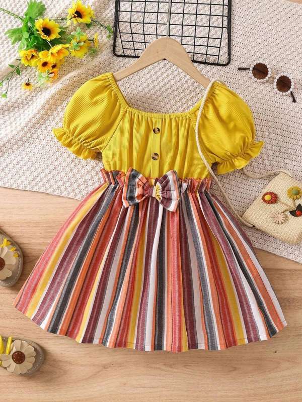 Yellow frock design discount for baby girl