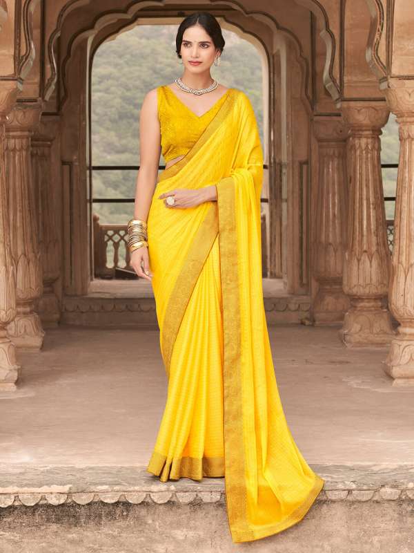 Myntra yellow saree store