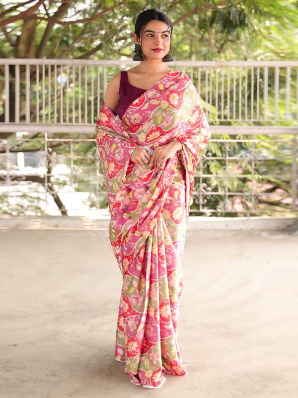Satin Silk Saree Buy Satin SIlk Saree Online in India Myntra