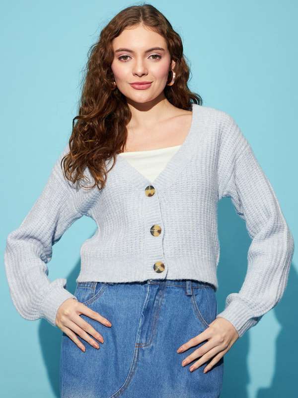 Turquoise store cropped cardigan