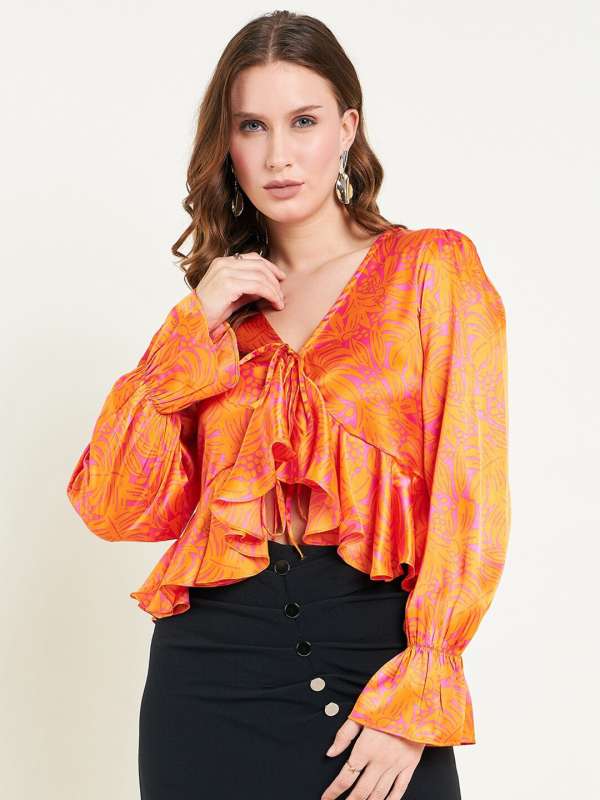 Orange Women Tops Crop Buy Orange Women Tops Crop online in India