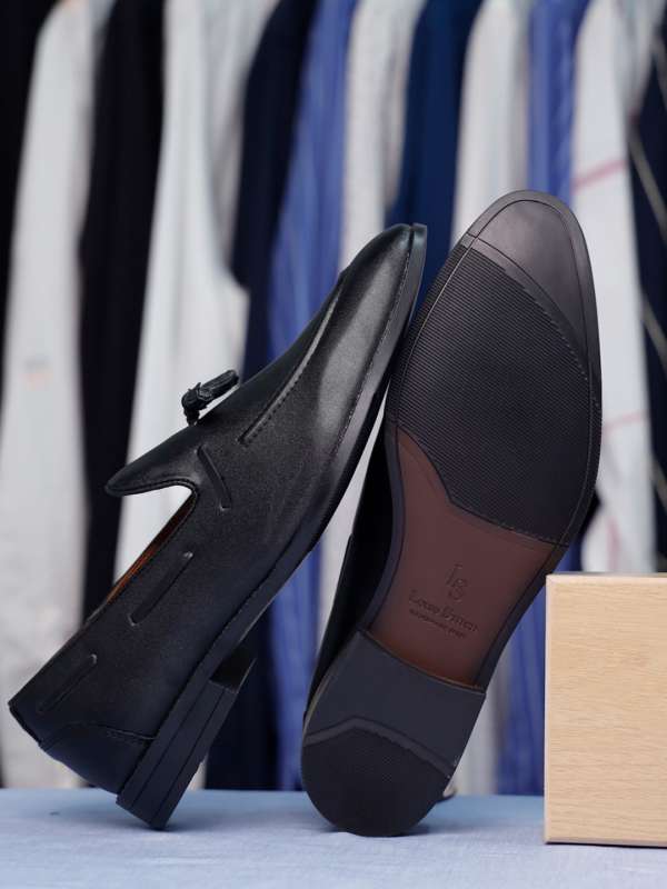 Black leatherette slip on loafers new arrivals