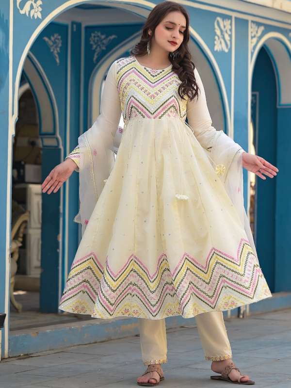 White anarkali myntra on sale