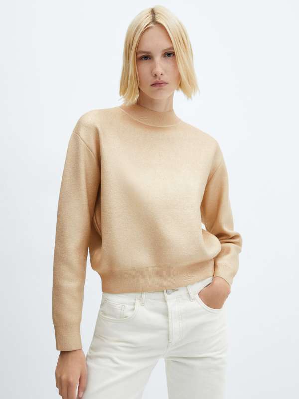 Mango Sweaters Women Beige Solid Sweater Buy Mango Sweaters Women Beige Solid Sweater online in India
