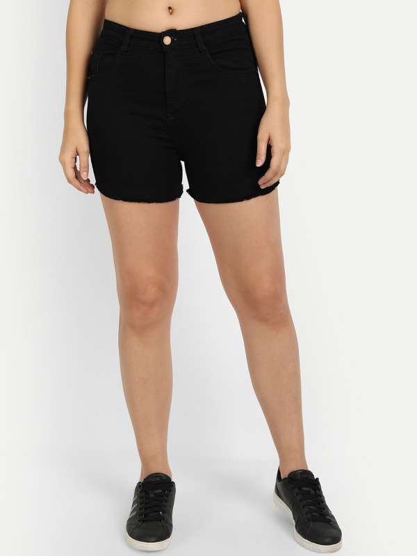 High Rise Black Denim Shorts Buy High Rise Black Denim Shorts
