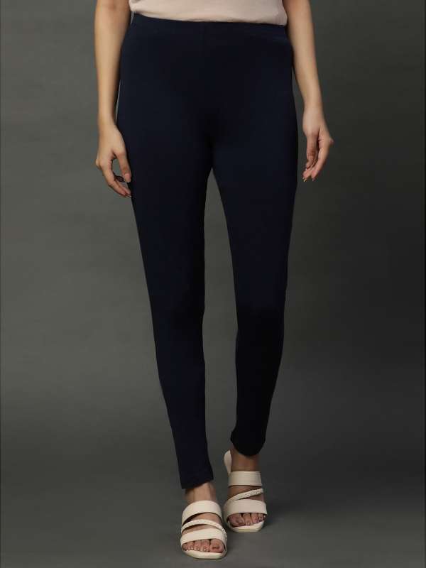 Buy online Navy Blue Polyester Leggings from Capris & Leggings for Women by  Elleven By Aurelia for ₹1299 at 0% off